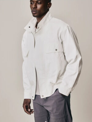 Casual Stand Collar Moto Jacket with Snap Button Closure